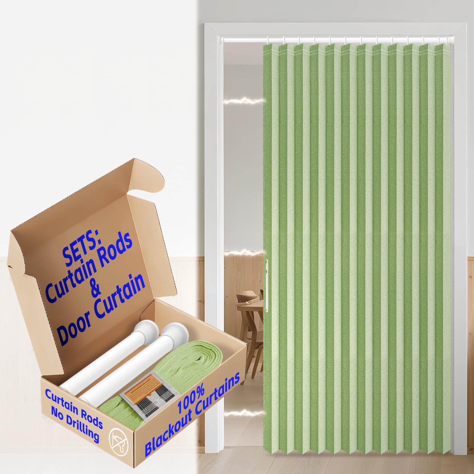 AJAZZ 100% Blackout Accordion Door Magnetic Door Curtain Folding Closet Doors Curtain Invisible Applicable Bedroom Room Living Room Doorway （Grey 42" W x 78" L 1 Panel