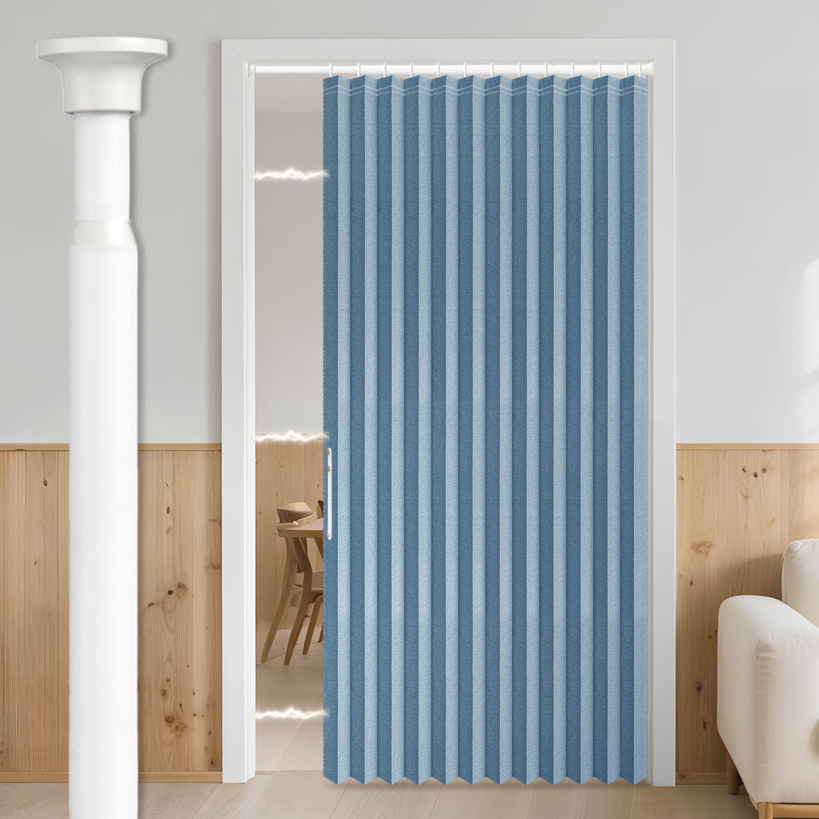 AJAZZ 100% Blackout Accordion Door Magnetic Door Curtain Folding Closet Doors Curtain Invisible Applicable Bedroom Room Living Room Doorway （Grey 42" W x 78" L 1 Panel