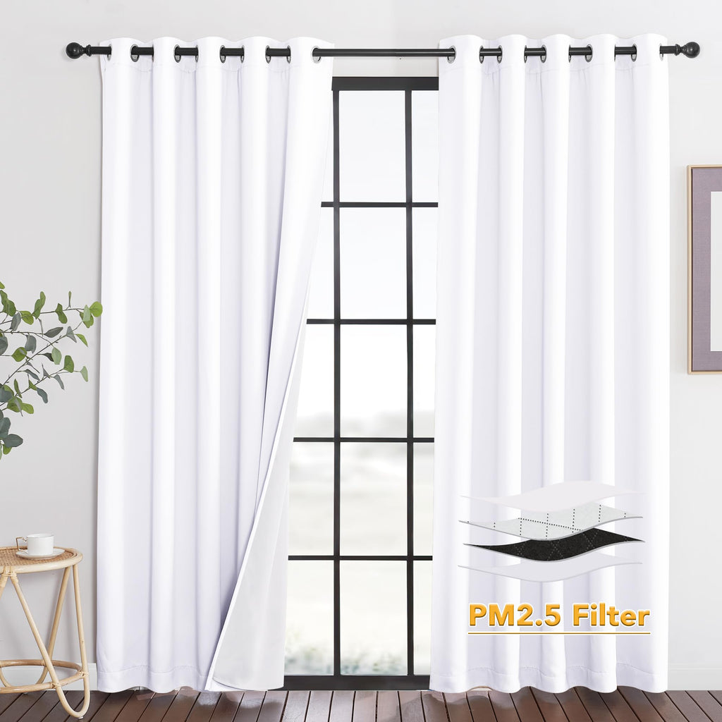 RYB HOME Dustproof Curtains for Large Window, Soundproof Thermal Insulated Blackout Curtains for Sliding Glass Door Furance Office Dorm Bedroom Living Room, Silver Grey, W62 x L95 inch, 2 Panels