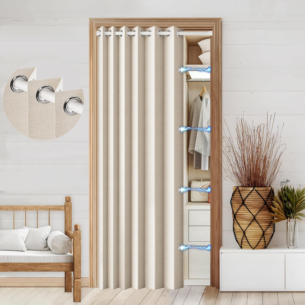 100% Blackout Privacy Door Curtain for Doorway, Magnetic Door Curtain for Closet & Hallway, 1 Panel, W45 x L80, Gray
