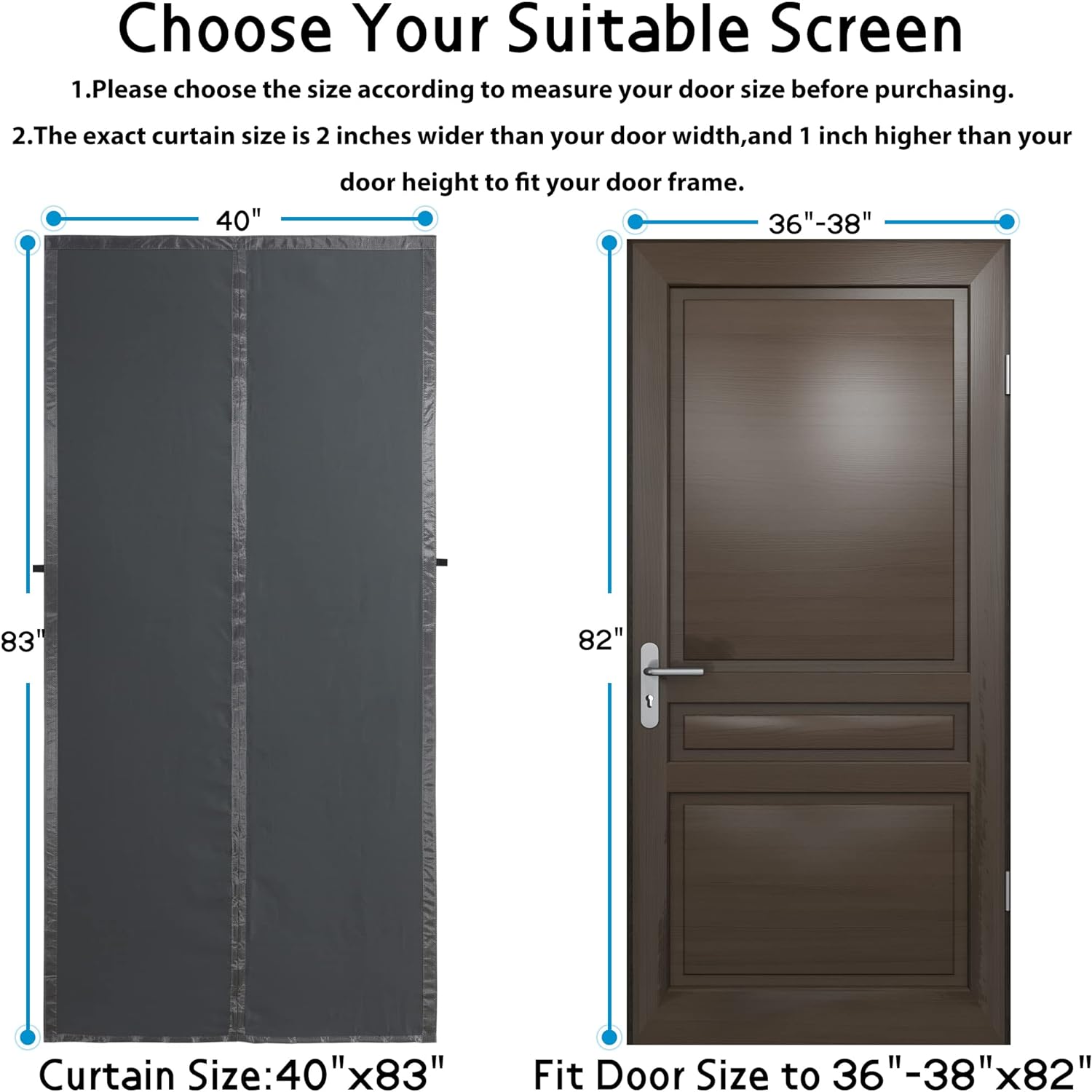 Magnetic Thermal Insulated Door Curtain,Thicker Layered Fabric Doorway Curtains,Temporary Door Insulation Cover Keep Warm Winter&Cool Summer,Dark Grey Fabric Window Insulation Kit for Winter