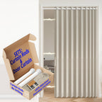 AJAZZ 100% Blackout Accordion Door Magnetic Door Curtain Folding Closet Doors Curtain Invisible Applicable Bedroom Room Living Room Doorway （Grey 42" W x 78" L 1 Panel
