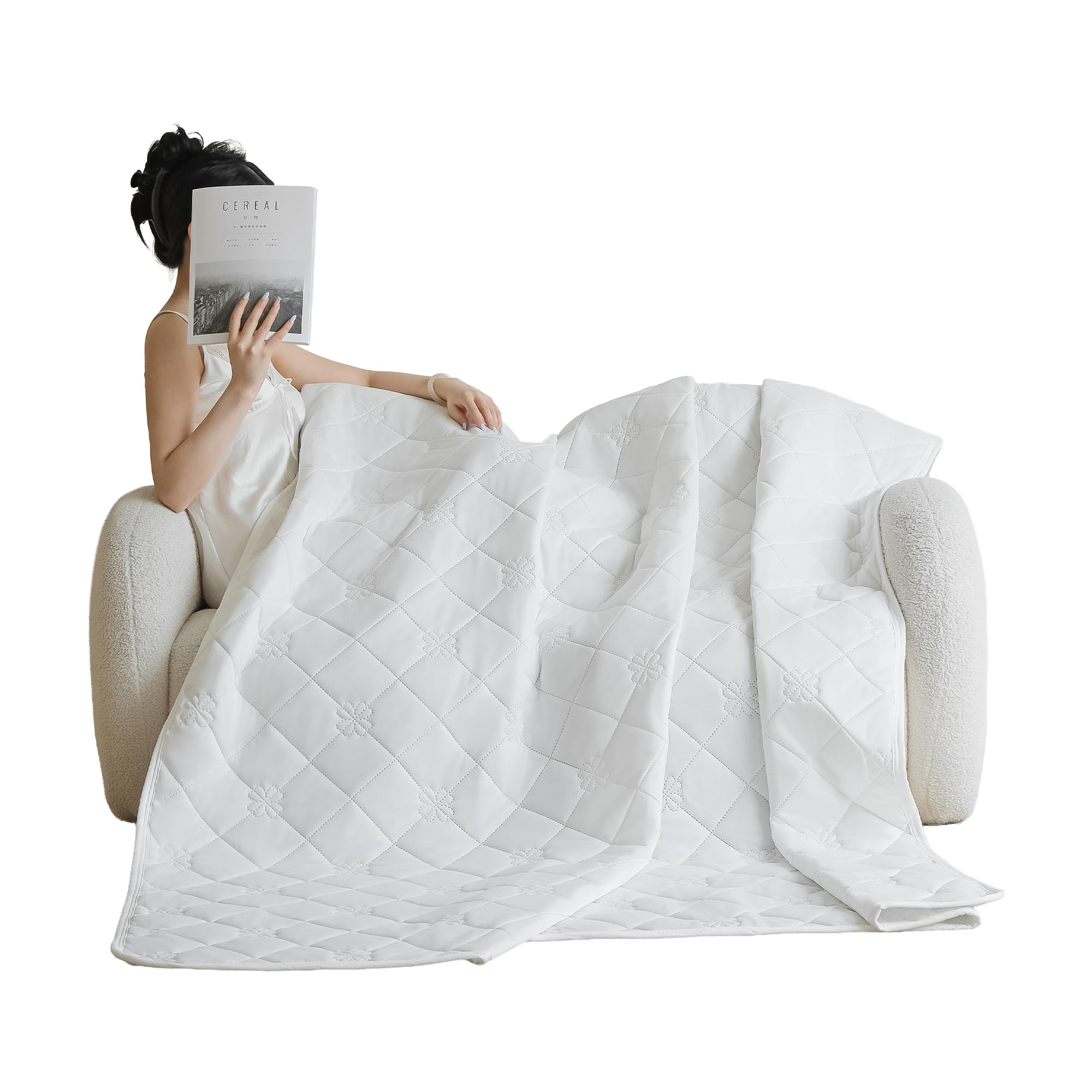 SheRest Lightweight & Breathable Summer Throw Blanket for the AC Room, Couch, or Nap Time, Soft and Portable Cooling Blanket for Hot Sleepers and Night Sweats (Blue, Twin)