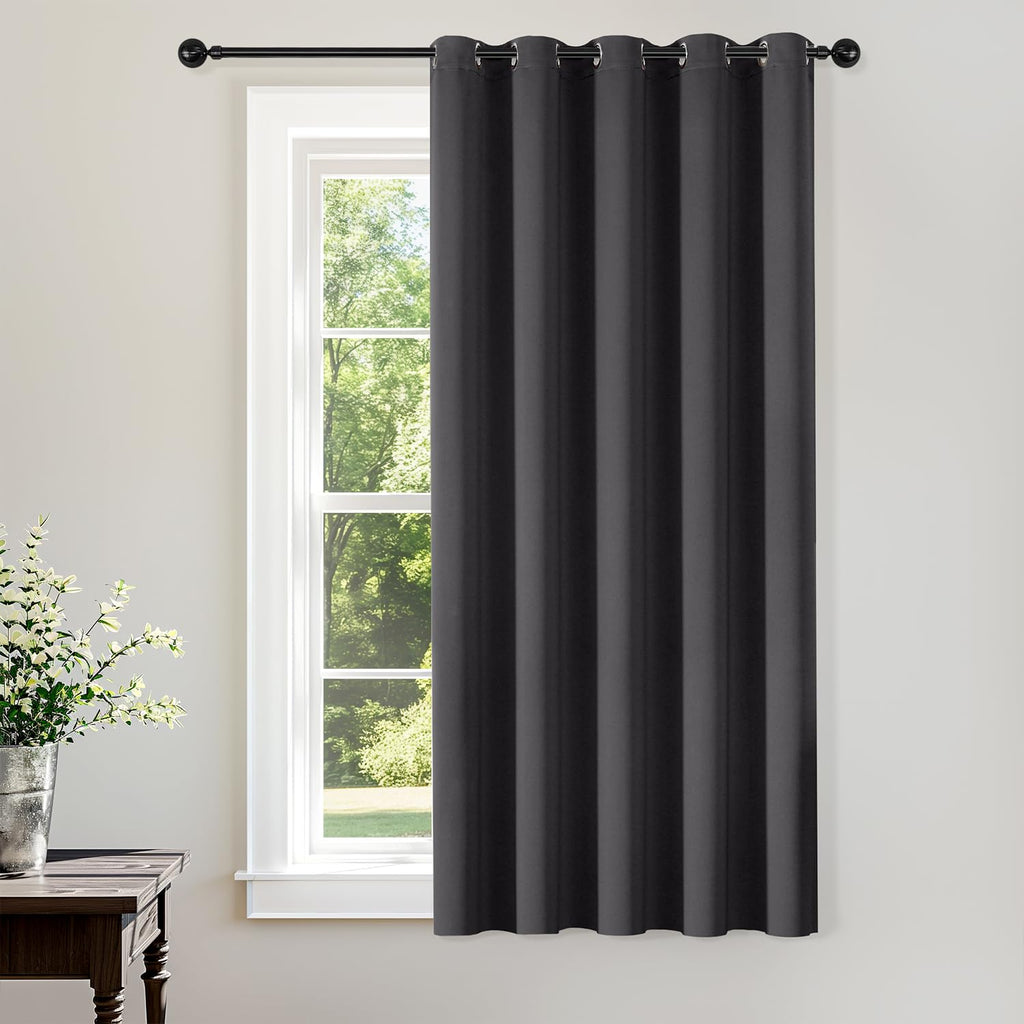 ChrisDowa Blackout Door Curtains for Doorway Privacy, Grommet Closet Curtains for Bedroom Closet Door, Thermal Insulated Temporary Doorway Cover Room Divider Drapes (1 Panel, Dark Grey, 34 x 80 Inch)