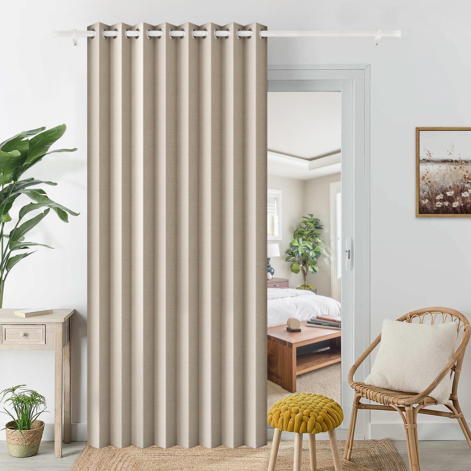 100% Blackout Privacy Door Curtain for Doorway, Magnetic Door Curtain for Closet & Hallway, 1 Panel, W45 x L80, Gray