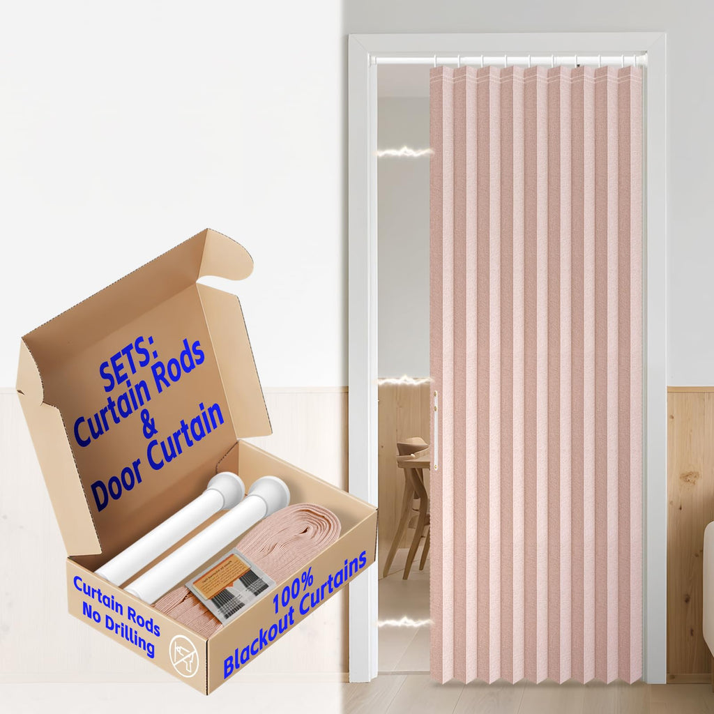 AJAZZ 100% Blackout Accordion Door Magnetic Door Curtain Folding Closet Doors Curtain Invisible Applicable Bedroom Room Living Room Doorway （Grey 42" W x 78" L 1 Panel