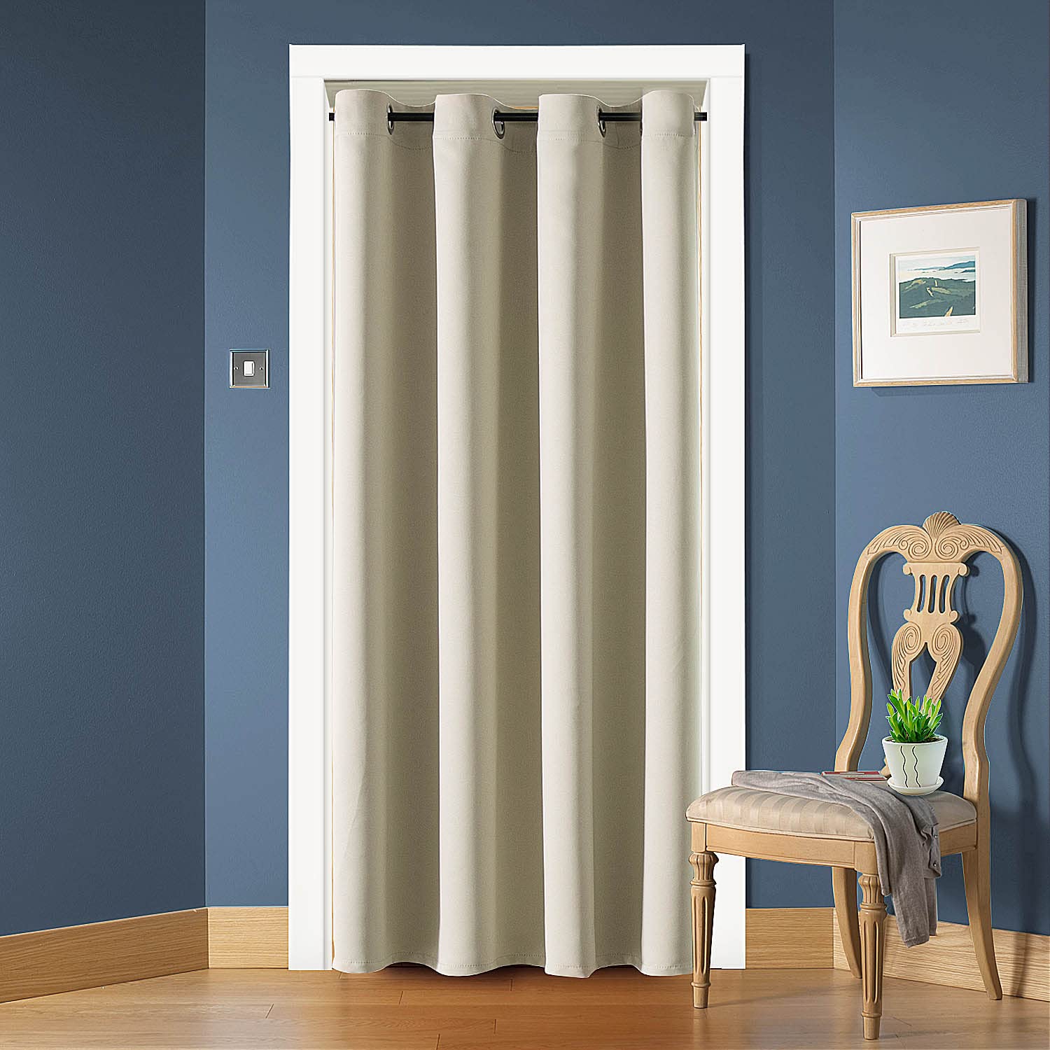 ChrisDowa Blackout Door Curtains for Doorway Privacy, Grommet Closet Curtains for Bedroom Closet Door, Thermal Insulated Temporary Doorway Cover Room Divider Drapes (1 Panel, Dark Grey, 34 x 80 Inch)
