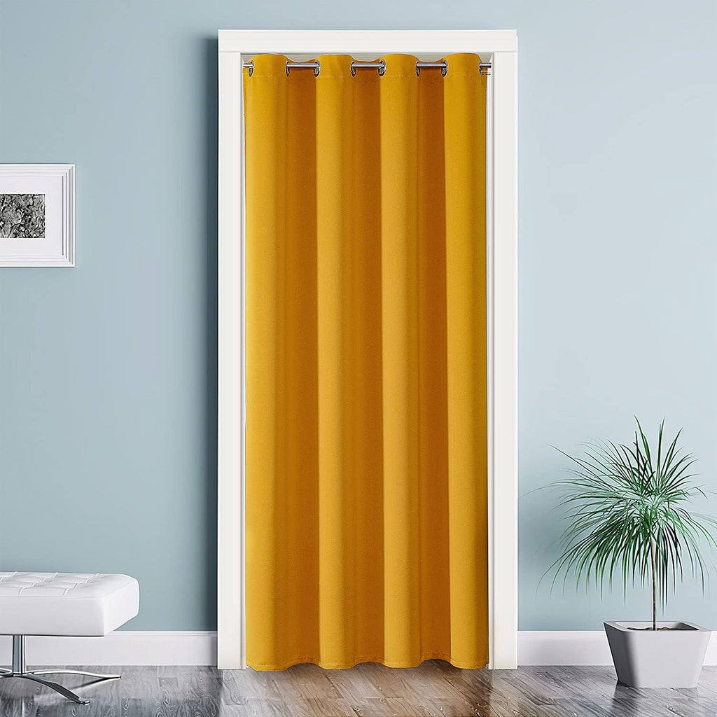 ChrisDowa Blackout Door Curtains for Doorway Privacy, Grommet Closet Curtains for Bedroom Closet Door, Thermal Insulated Temporary Doorway Cover Room Divider Drapes (1 Panel, Dark Grey, 34 x 80 Inch)
