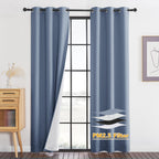 RYB HOME Dustproof Curtains for Large Window, Soundproof Thermal Insulated Blackout Curtains for Sliding Glass Door Furance Office Dorm Bedroom Living Room, Silver Grey, W62 x L95 inch, 2 Panels