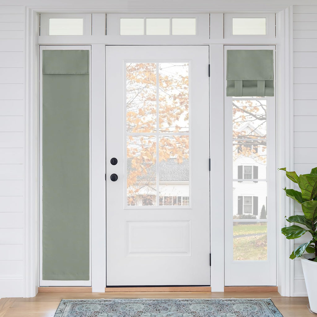 RYB HOME Blackout French Door Curtain - Privacy Thermal Insulated Window Shades for Patio Kitchen Front Entry Back Door Glass Window, Self Adhesive No Drill, 1 Panel, 26" W x 69" L, Black