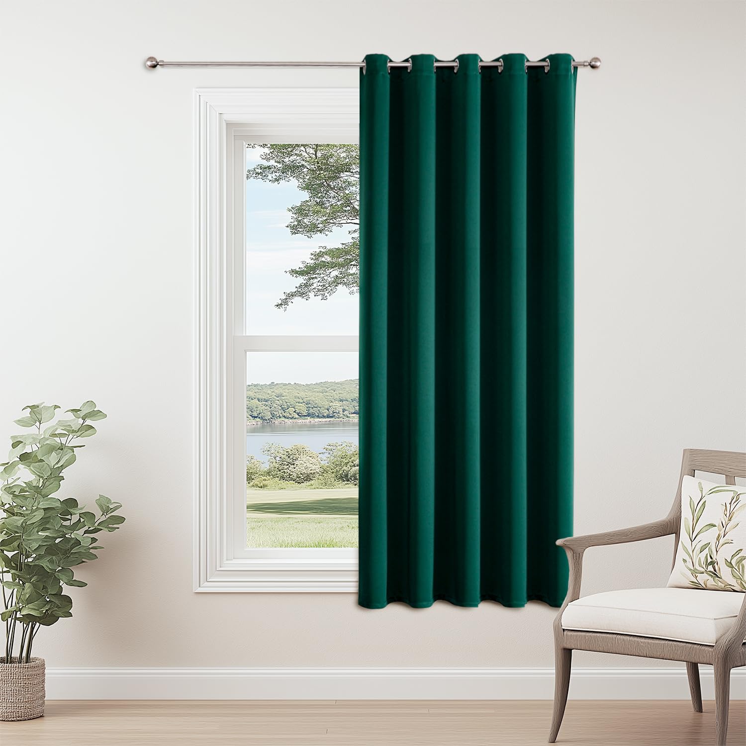 ChrisDowa Blackout Door Curtains for Doorway Privacy, Grommet Closet Curtains for Bedroom Closet Door, Thermal Insulated Temporary Doorway Cover Room Divider Drapes (1 Panel, Dark Grey, 34 x 80 Inch)