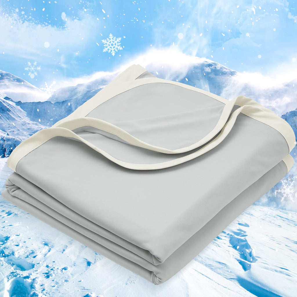 PHF Double Cooling Blanket for Hot Sleepers Queen Size, Arc-Chill Q-Max>0.5 with Double Cooling, Lightweight Summer Blanket Absorbs Heat to Keep Cool All Night for Night Sweats (Ice Blue, 90''x90'')