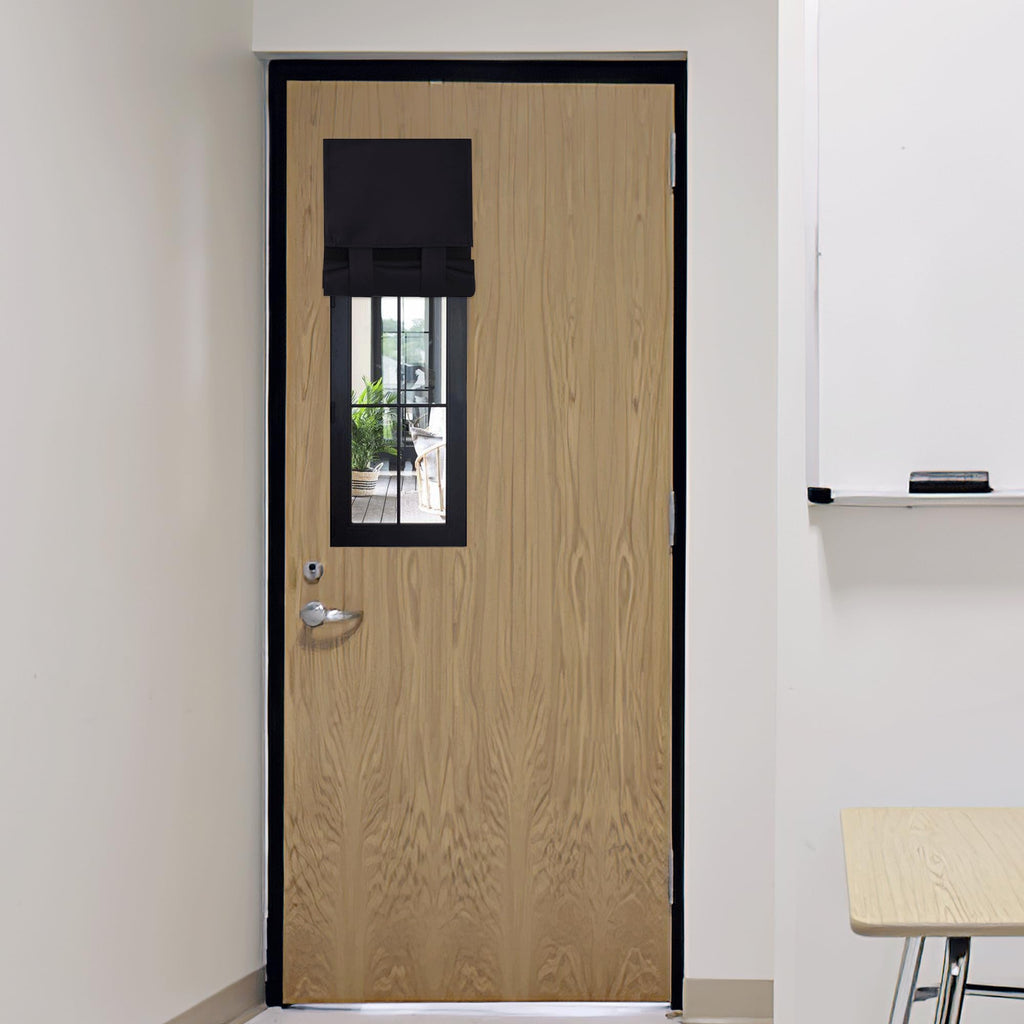 RYB HOME Blackout French Door Curtain - Privacy Thermal Insulated Window Shades for Patio Kitchen Front Entry Back Door Glass Window, Self Adhesive No Drill, 1 Panel, 26" W x 69" L, Black