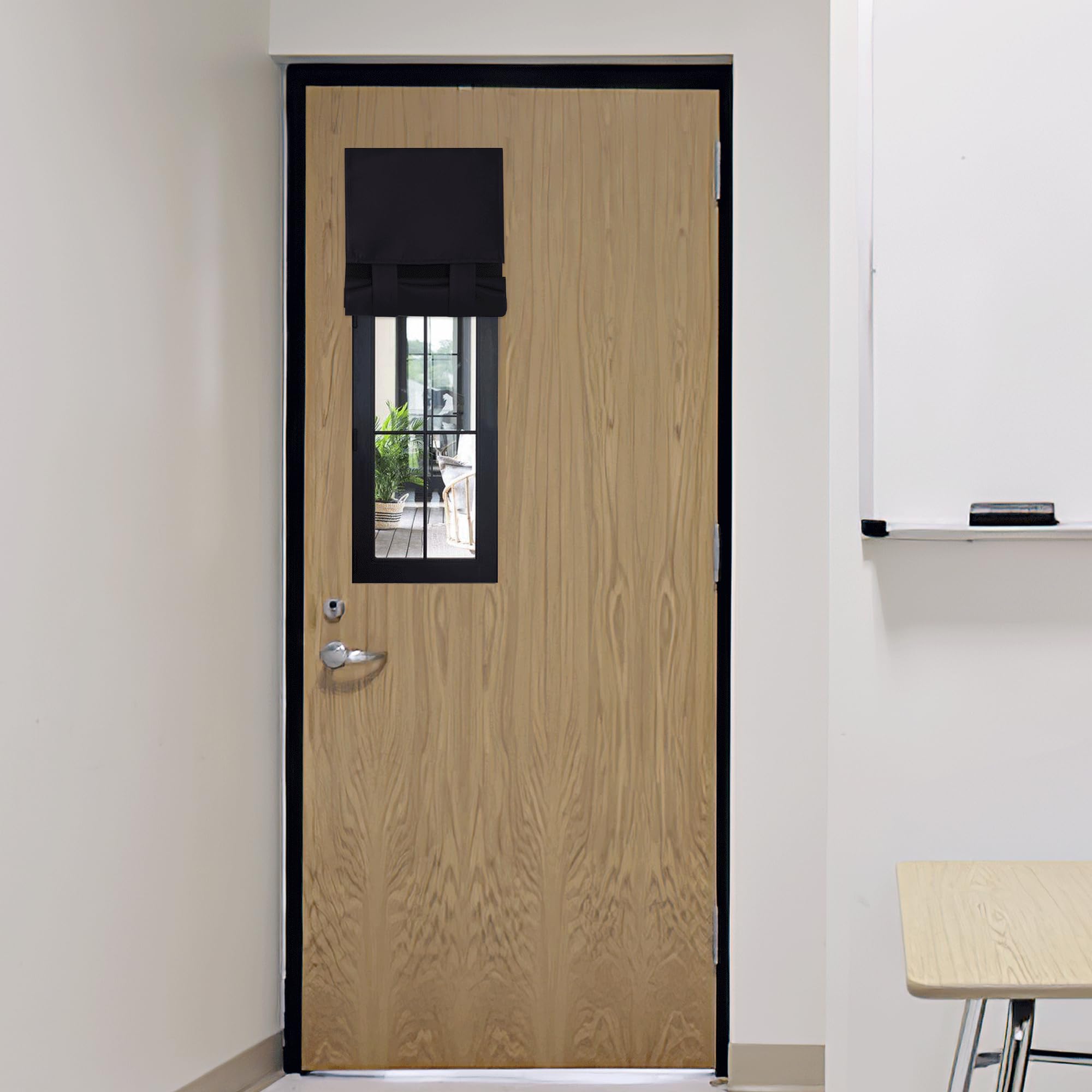 RYB HOME Blackout French Door Curtain - Privacy Thermal Insulated Window Shades for Patio Kitchen Front Entry Back Door Glass Window, Self Adhesive No Drill, 1 Panel, 26" W x 69" L, Black