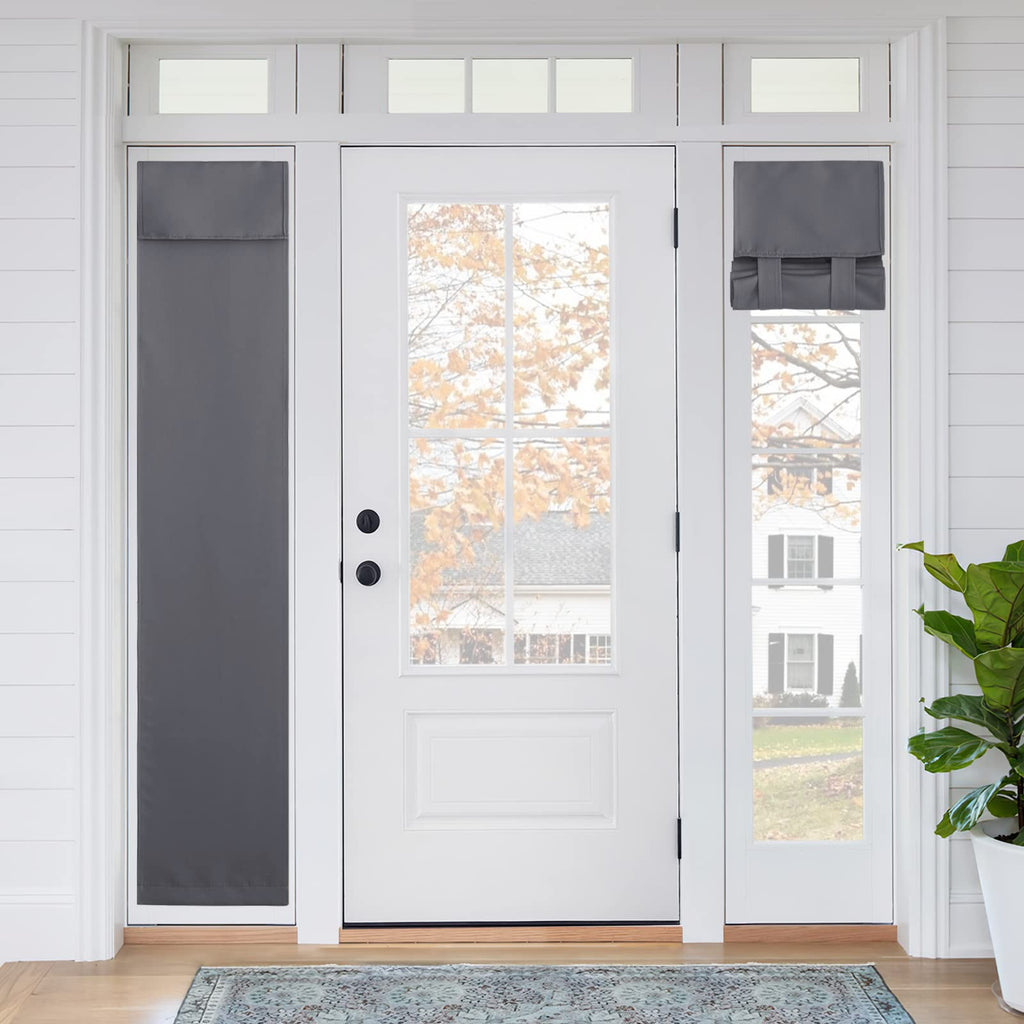 RYB HOME Blackout French Door Curtain - Privacy Thermal Insulated Window Shades for Patio Kitchen Front Entry Back Door Glass Window, Self Adhesive No Drill, 1 Panel, 26" W x 69" L, Black