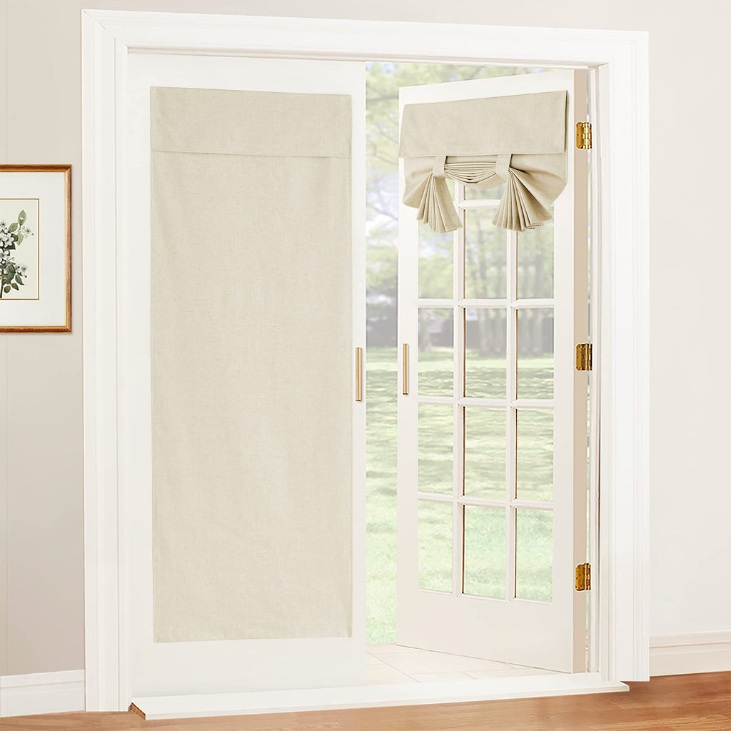 RYB HOME Blackout French Door Curtain - Privacy Thermal Insulated Window Shades for Patio Kitchen Front Entry Back Door Glass Window, Self Adhesive No Drill, 1 Panel, 26" W x 69" L, Black