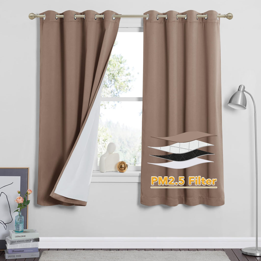 RYB HOME Dustproof Curtains for Large Window, Soundproof Thermal Insulated Blackout Curtains for Sliding Glass Door Furance Office Dorm Bedroom Living Room, Silver Grey, W62 x L95 inch, 2 Panels