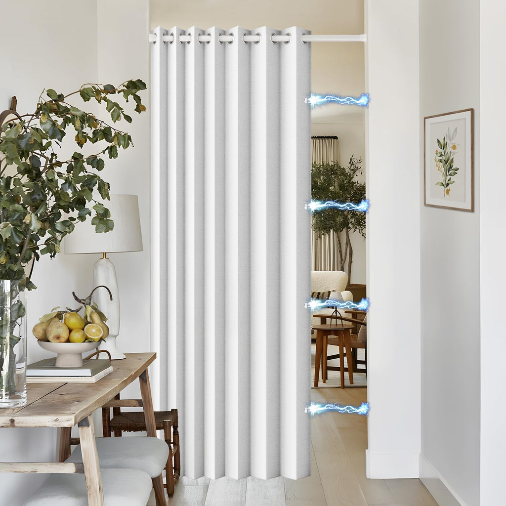 100% Blackout Privacy Door Curtain for Doorway, Magnetic Door Curtain for Closet & Hallway, 1 Panel, W45 x L80, Gray