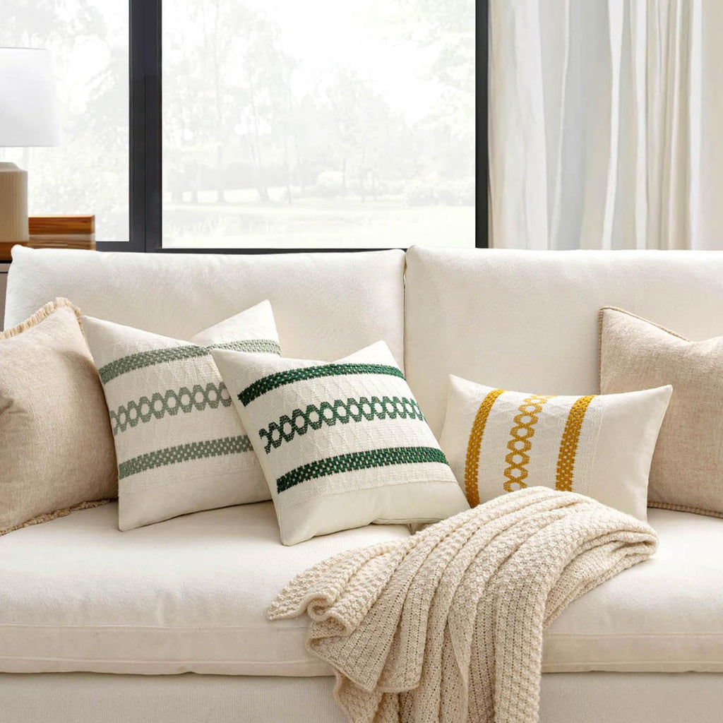 Set of 2 18x18 Inch Sage Green Macrame Woven Boho Farmhouse Pillow Covers Retro Cotton Cushion Cases for Sofa Bed Chair Summer Spring Decor