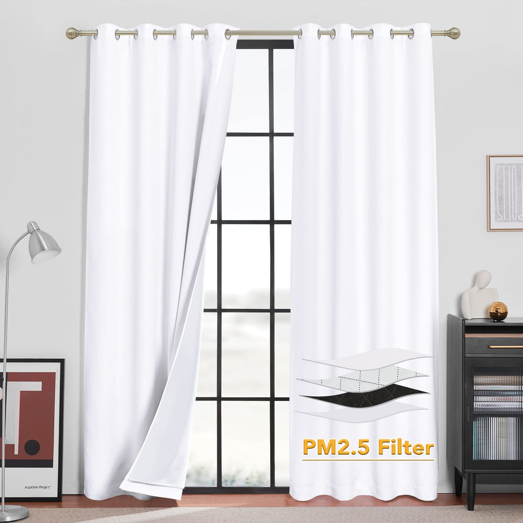 RYB HOME Dustproof Curtains for Large Window, Soundproof Thermal Insulated Blackout Curtains for Sliding Glass Door Furance Office Dorm Bedroom Living Room, Silver Grey, W62 x L95 inch, 2 Panels