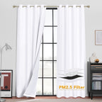 RYB HOME Dustproof Curtains for Large Window, Soundproof Thermal Insulated Blackout Curtains for Sliding Glass Door Furance Office Dorm Bedroom Living Room, Silver Grey, W62 x L95 inch, 2 Panels