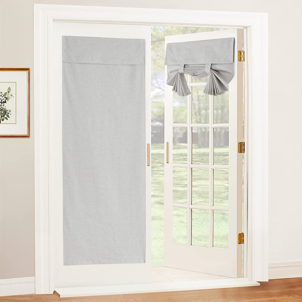 RYB HOME Blackout French Door Curtain - Privacy Thermal Insulated Window Shades for Patio Kitchen Front Entry Back Door Glass Window, Self Adhesive No Drill, 1 Panel, 26" W x 69" L, Black