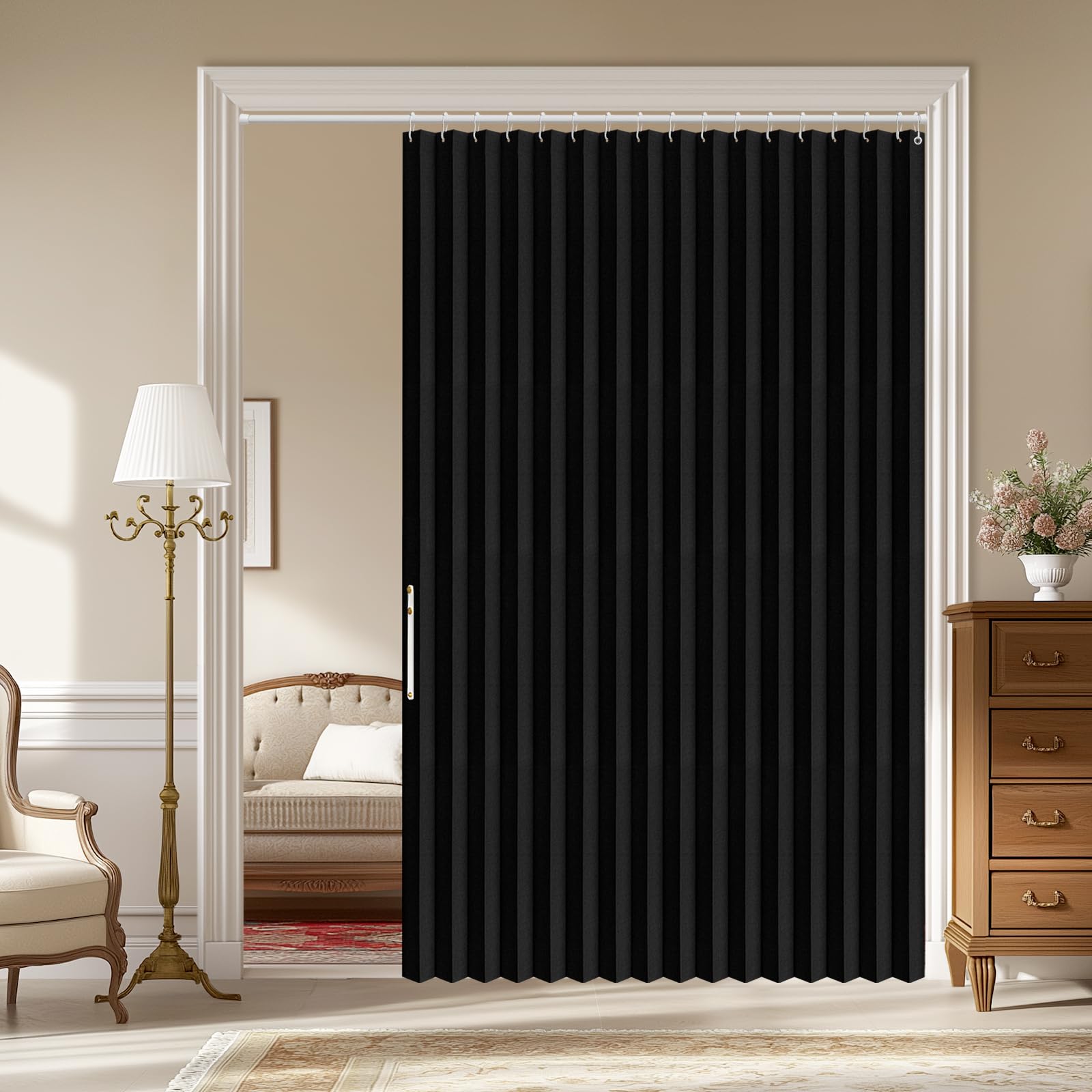 AJAZZ 100% Blackout Accordion Door Magnetic Door Curtain Folding Closet Doors Curtain Invisible Applicable Bedroom Room Living Room Doorway （Grey 42" W x 78" L 1 Panel