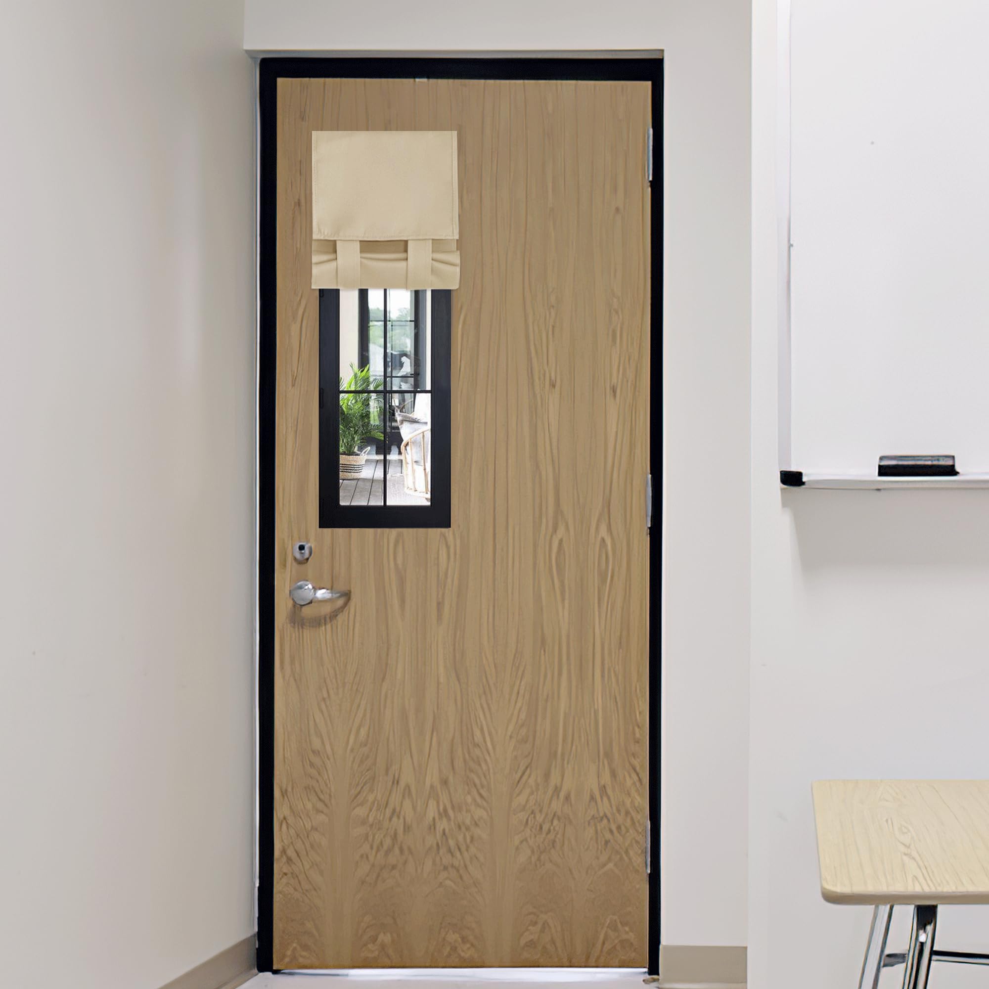 RYB HOME Blackout French Door Curtain - Privacy Thermal Insulated Window Shades for Patio Kitchen Front Entry Back Door Glass Window, Self Adhesive No Drill, 1 Panel, 26" W x 69" L, Black