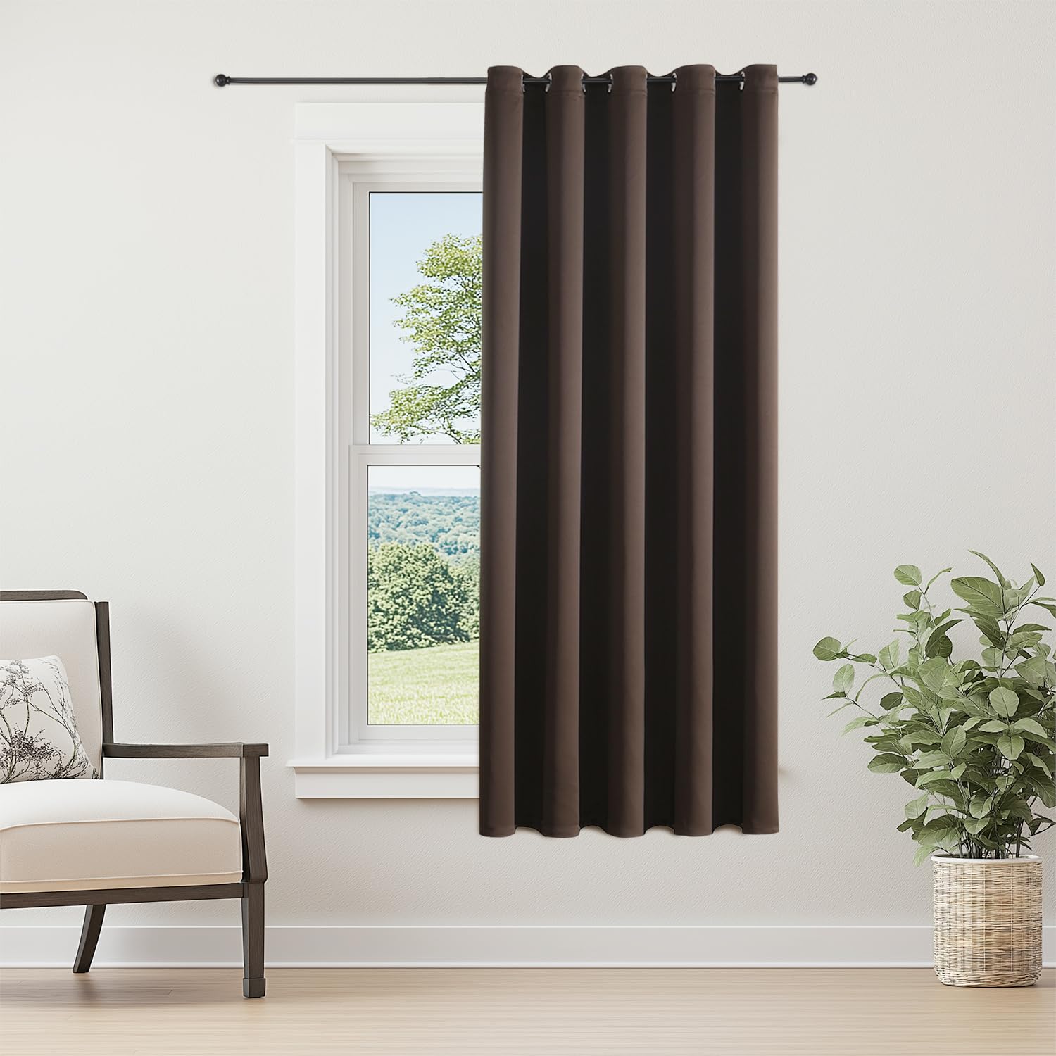 ChrisDowa Blackout Door Curtains for Doorway Privacy, Grommet Closet Curtains for Bedroom Closet Door, Thermal Insulated Temporary Doorway Cover Room Divider Drapes (1 Panel, Dark Grey, 34 x 80 Inch)