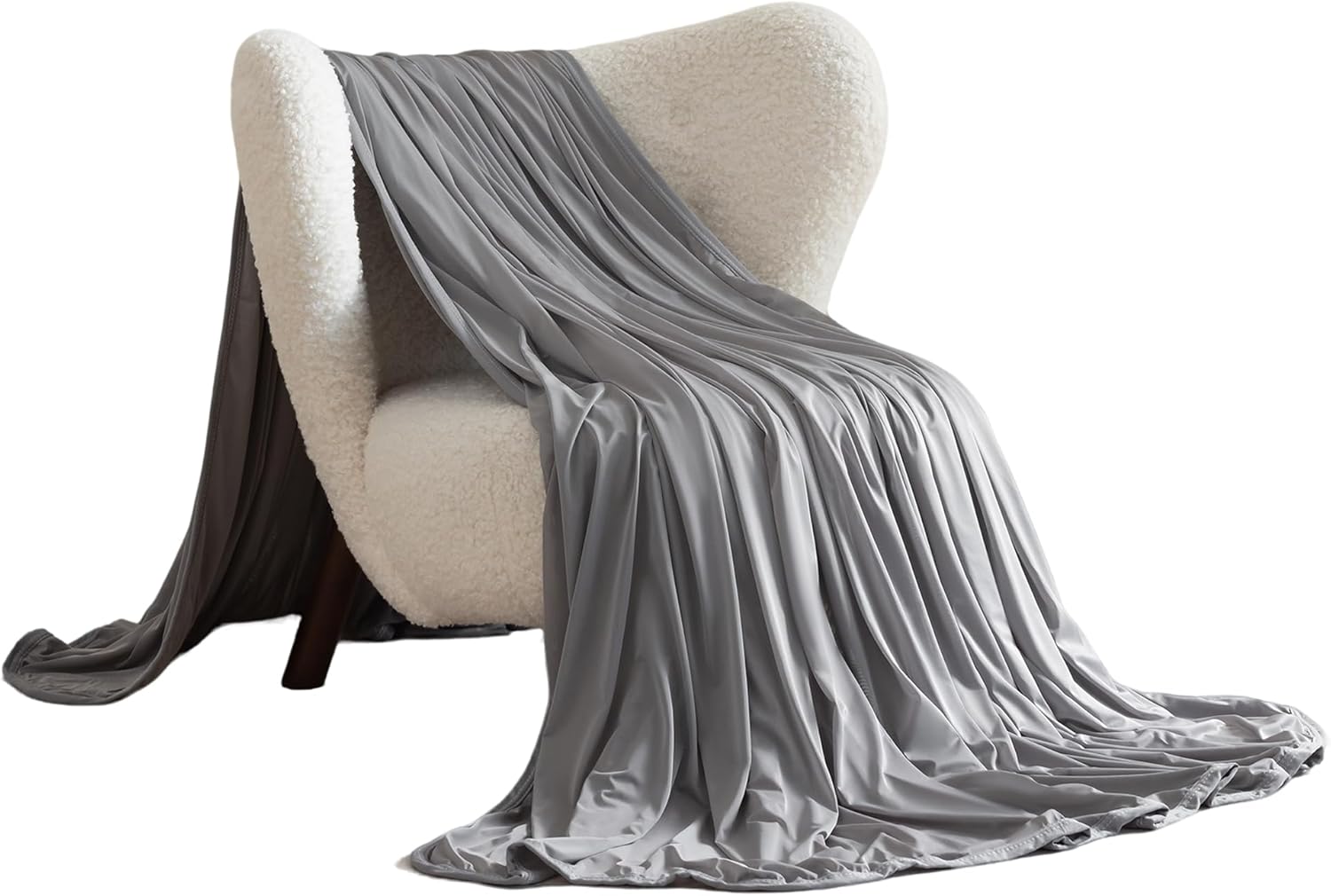 SheRest Silky Satin Cooling Blanket — A Lightweight, Breathable, and Ultra-Thin no-Fill Summer Blanket. Crafted for hot Weather. Ideal as a Bed Blanket, Sofa Throw, or nap Blanket (Grey, Throw)