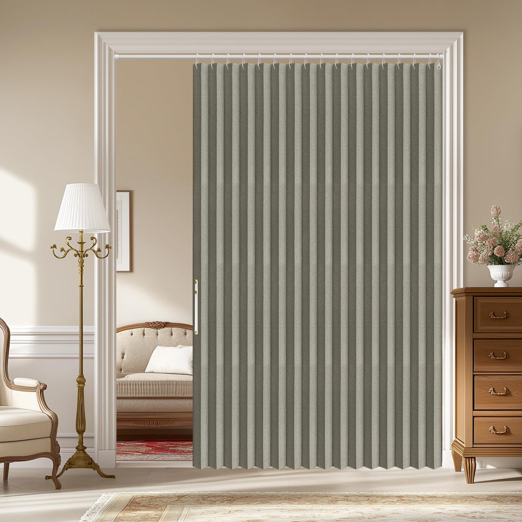 AJAZZ 100% Blackout Accordion Door Magnetic Door Curtain Folding Closet Doors Curtain Invisible Applicable Bedroom Room Living Room Doorway （Grey 42" W x 78" L 1 Panel