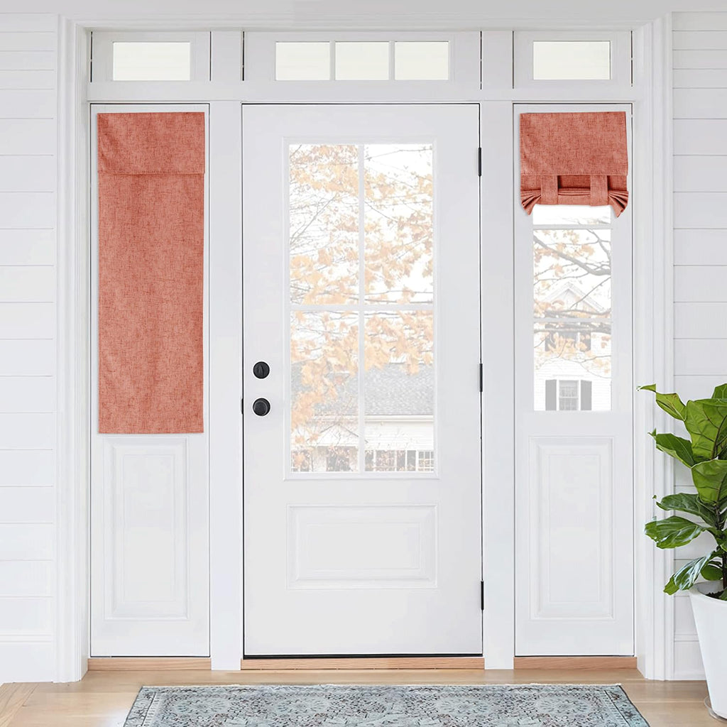 RYB HOME Blackout French Door Curtain - Privacy Thermal Insulated Window Shades for Patio Kitchen Front Entry Back Door Glass Window, Self Adhesive No Drill, 1 Panel, 26" W x 69" L, Black