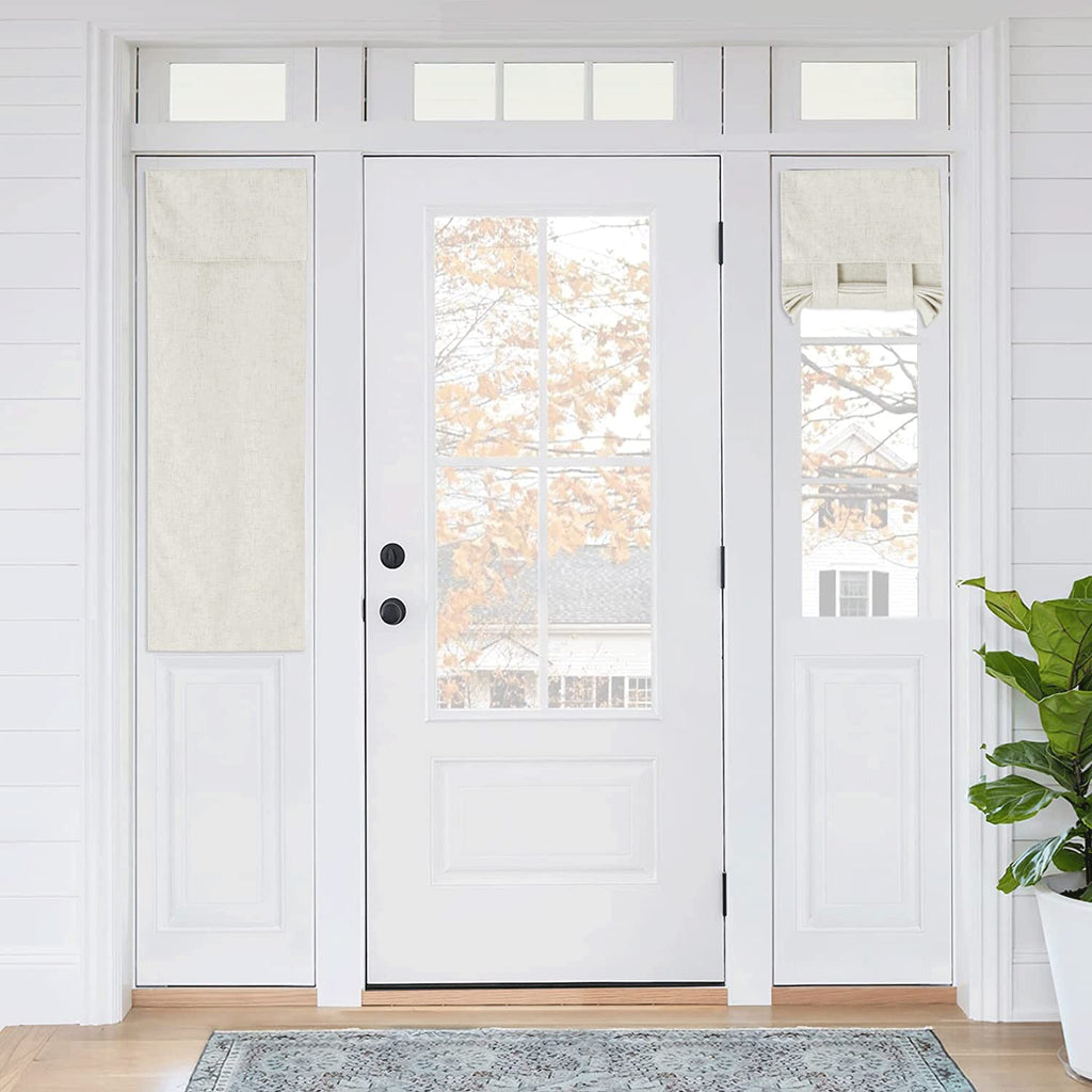RYB HOME Blackout French Door Curtain - Privacy Thermal Insulated Window Shades for Patio Kitchen Front Entry Back Door Glass Window, Self Adhesive No Drill, 1 Panel, 26" W x 69" L, Black