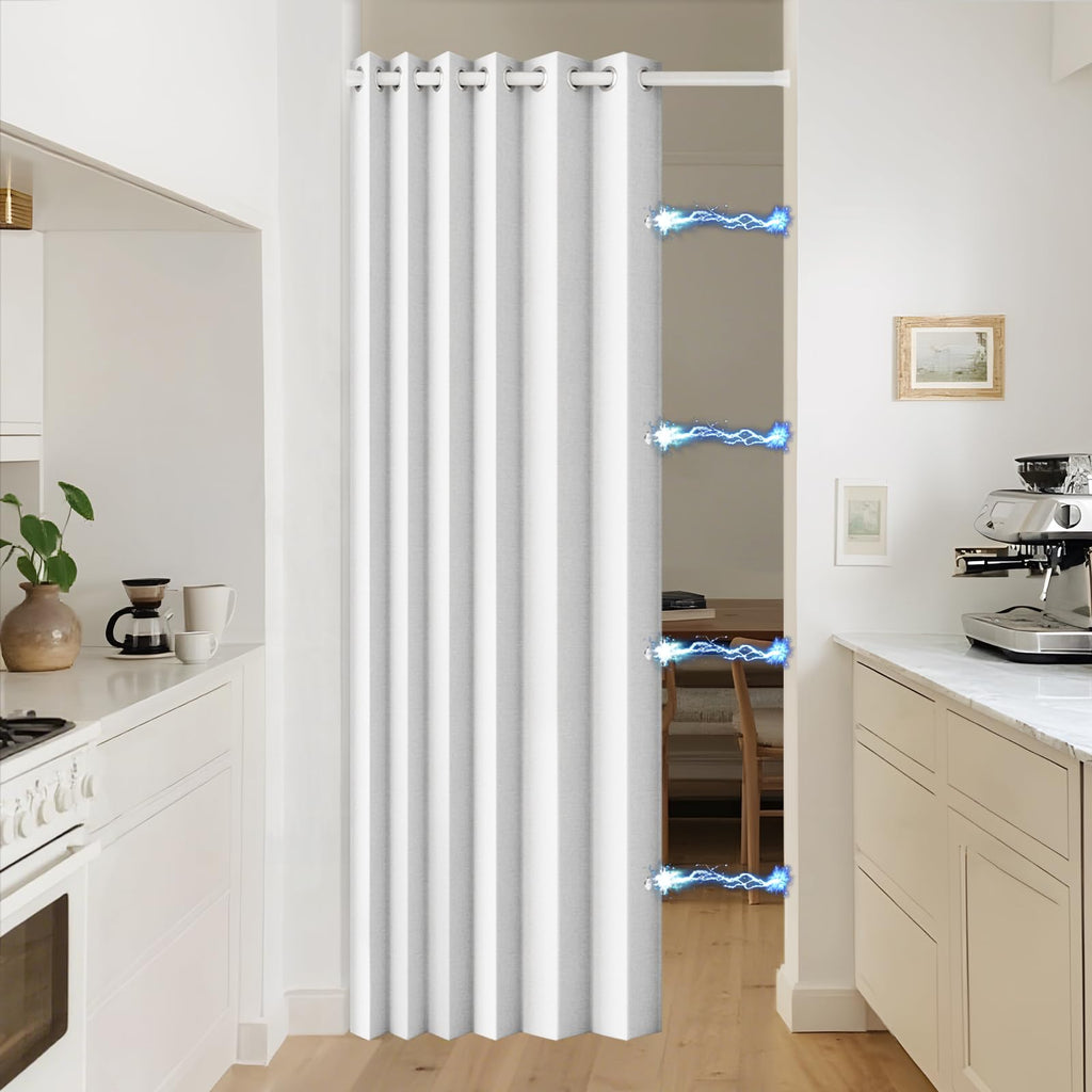 100% Blackout Privacy Door Curtain for Doorway, Magnetic Door Curtain for Closet & Hallway, 1 Panel, W45 x L80, Gray