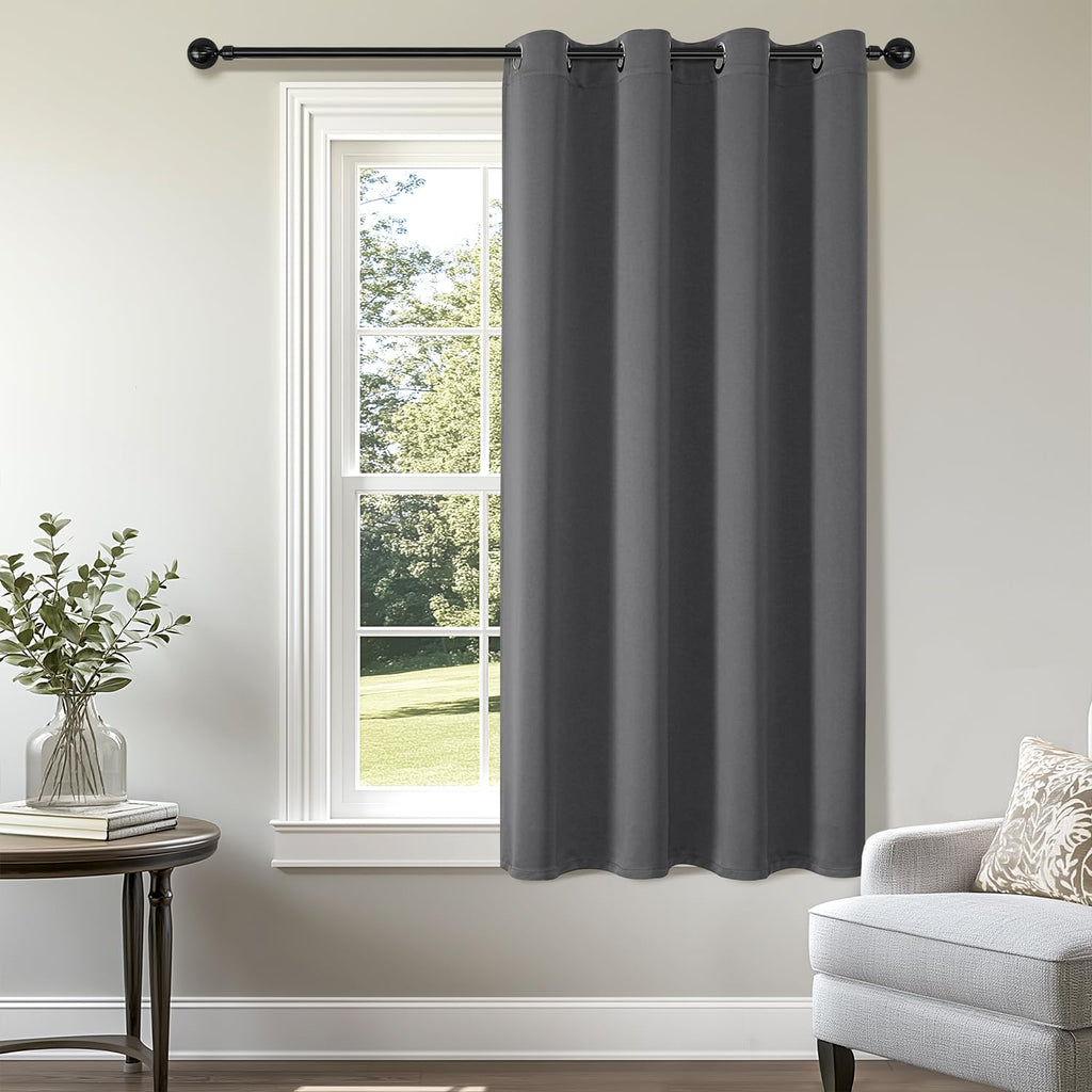 ChrisDowa Blackout Door Curtains for Doorway Privacy, Grommet Closet Curtains for Bedroom Closet Door, Thermal Insulated Temporary Doorway Cover Room Divider Drapes (1 Panel, Dark Grey, 34 x 80 Inch)