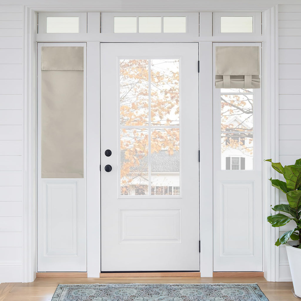 RYB HOME Blackout French Door Curtain - Privacy Thermal Insulated Window Shades for Patio Kitchen Front Entry Back Door Glass Window, Self Adhesive No Drill, 1 Panel, 26" W x 69" L, Black