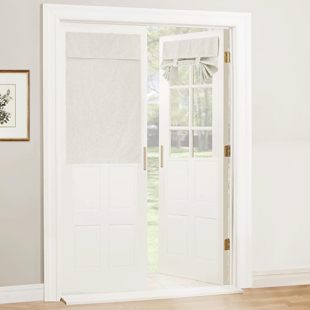 RYB HOME Blackout French Door Curtain - Privacy Thermal Insulated Window Shades for Patio Kitchen Front Entry Back Door Glass Window, Self Adhesive No Drill, 1 Panel, 26" W x 69" L, Black