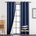 RYB HOME Dustproof Curtains for Large Window, Soundproof Thermal Insulated Blackout Curtains for Sliding Glass Door Furance Office Dorm Bedroom Living Room, Silver Grey, W62 x L95 inch, 2 Panels