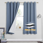 RYB HOME Dustproof Curtains for Large Window, Soundproof Thermal Insulated Blackout Curtains for Sliding Glass Door Furance Office Dorm Bedroom Living Room, Silver Grey, W62 x L95 inch, 2 Panels