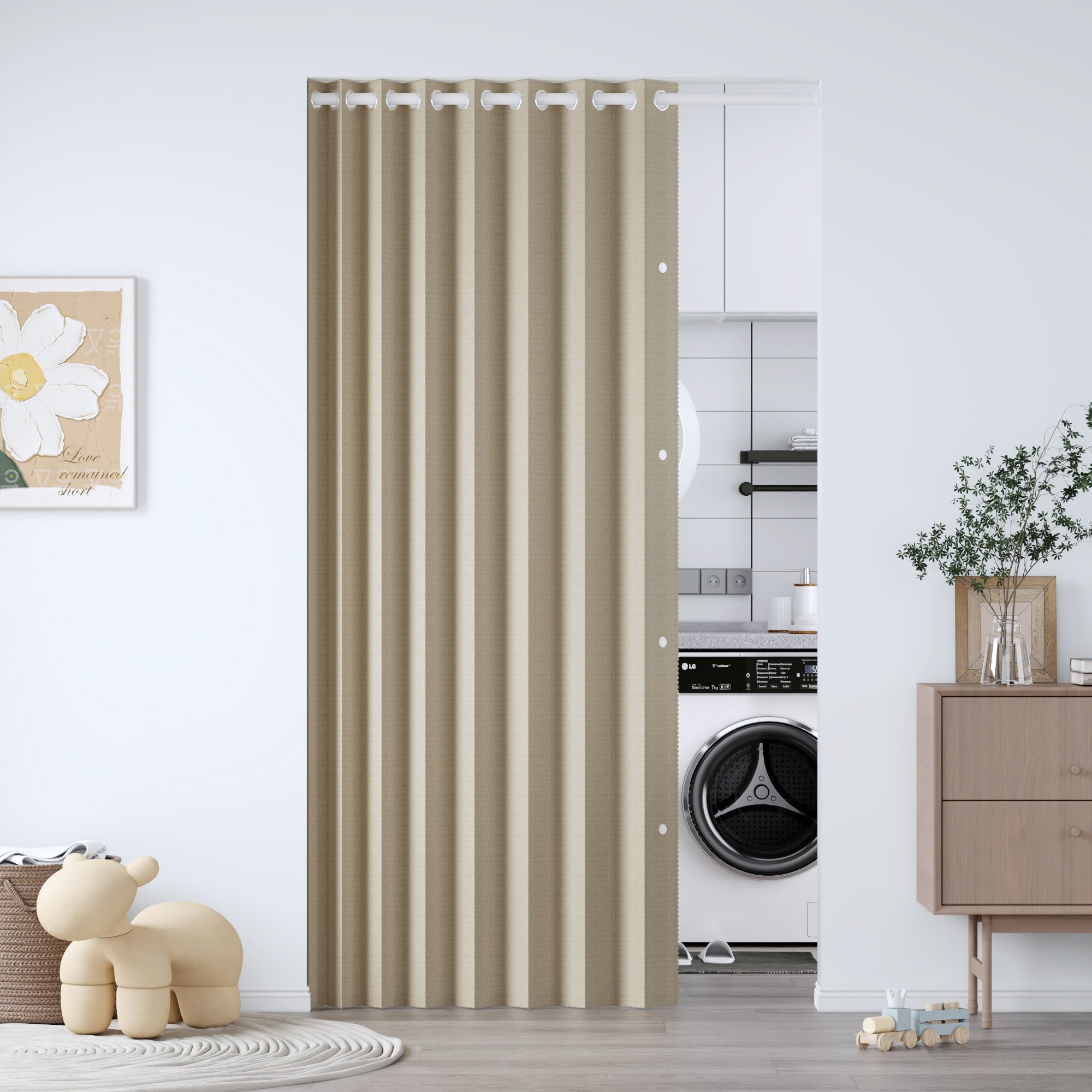 100% Blackout Privacy Door Curtain for Doorway, Magnetic Door Curtain for Closet & Hallway, 1 Panel, W45 x L80, Gray