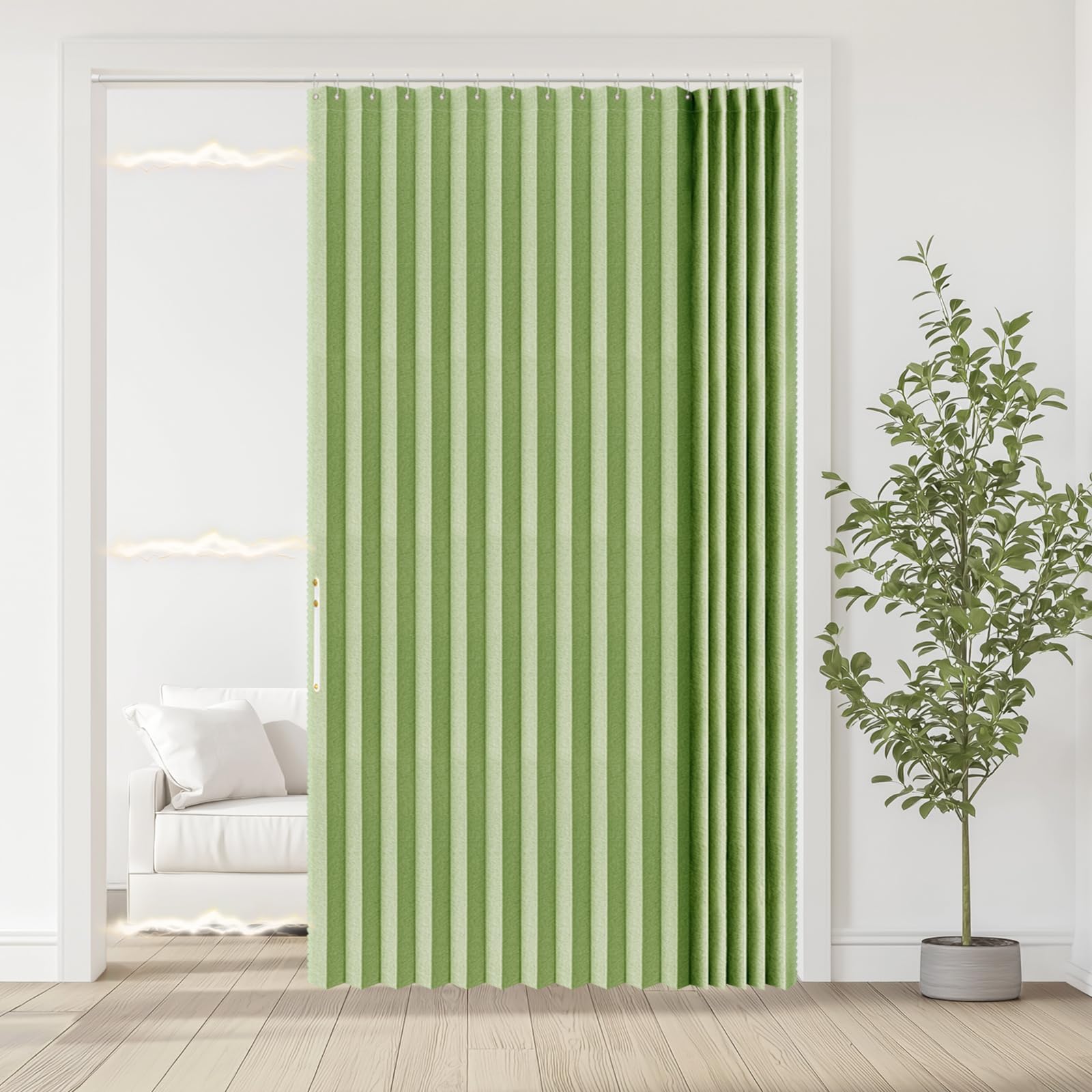 Jilron 100% Blackout Fabric Folding Door Curtain with Magnetic Closure - Accordion Style for Sliding Doors, Closets,Wardrobe and Temporary Door Solutions Doorway Curtains（W42 x L78, Black，1 Panel）