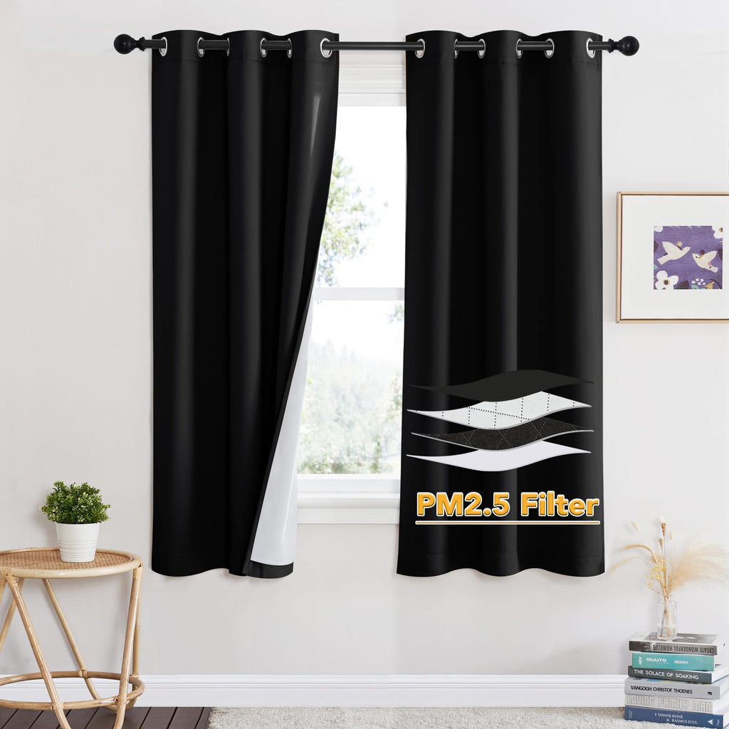 RYB HOME Dustproof Curtains for Large Window, Soundproof Thermal Insulated Blackout Curtains for Sliding Glass Door Furance Office Dorm Bedroom Living Room, Silver Grey, W62 x L95 inch, 2 Panels