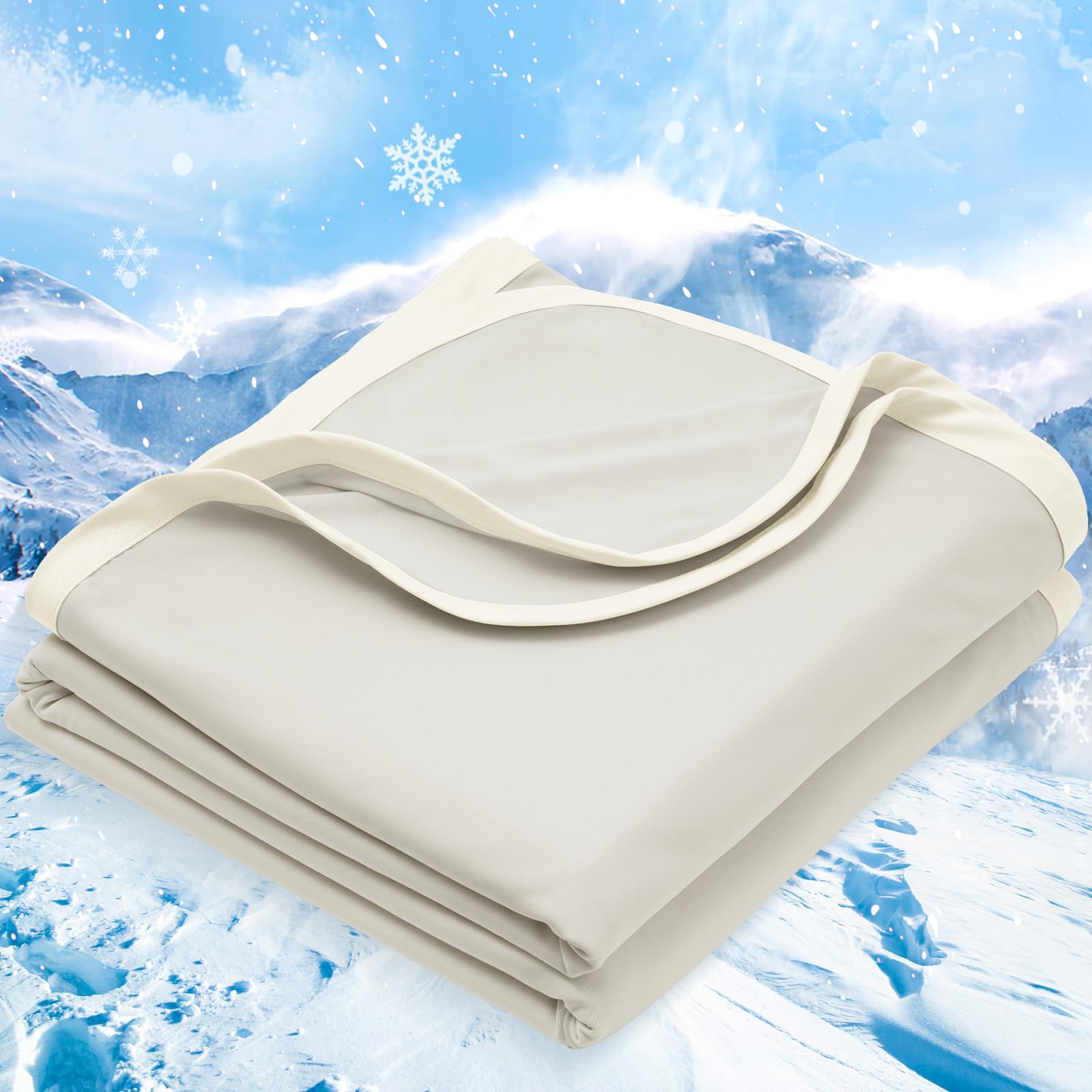 PHF Double Cooling Blanket for Hot Sleepers Queen Size, Arc-Chill Q-Max>0.5 with Double Cooling, Lightweight Summer Blanket Absorbs Heat to Keep Cool All Night for Night Sweats (Ice Blue, 90''x90'')