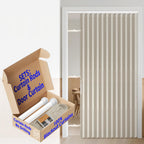 AJAZZ 100% Blackout Accordion Door Magnetic Door Curtain Folding Closet Doors Curtain Invisible Applicable Bedroom Room Living Room Doorway （Grey 42" W x 78" L 1 Panel