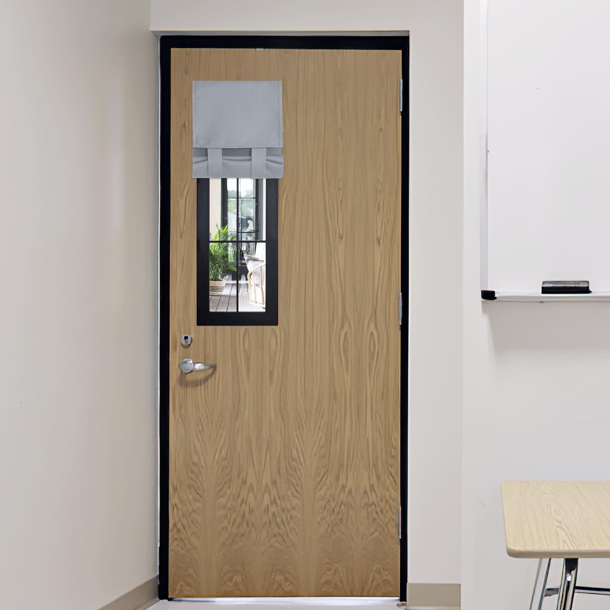 RYB HOME Blackout French Door Curtain - Privacy Thermal Insulated Window Shades for Patio Kitchen Front Entry Back Door Glass Window, Self Adhesive No Drill, 1 Panel, 26" W x 69" L, Black