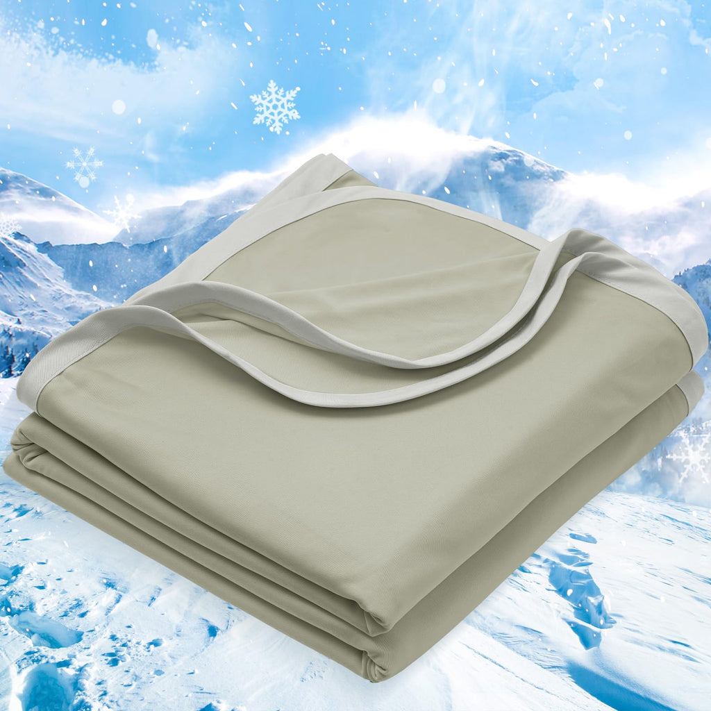 PHF Double Cooling Blanket for Hot Sleepers Queen Size, Arc-Chill Q-Max>0.5 with Double Cooling, Lightweight Summer Blanket Absorbs Heat to Keep Cool All Night for Night Sweats (Ice Blue, 90''x90'')
