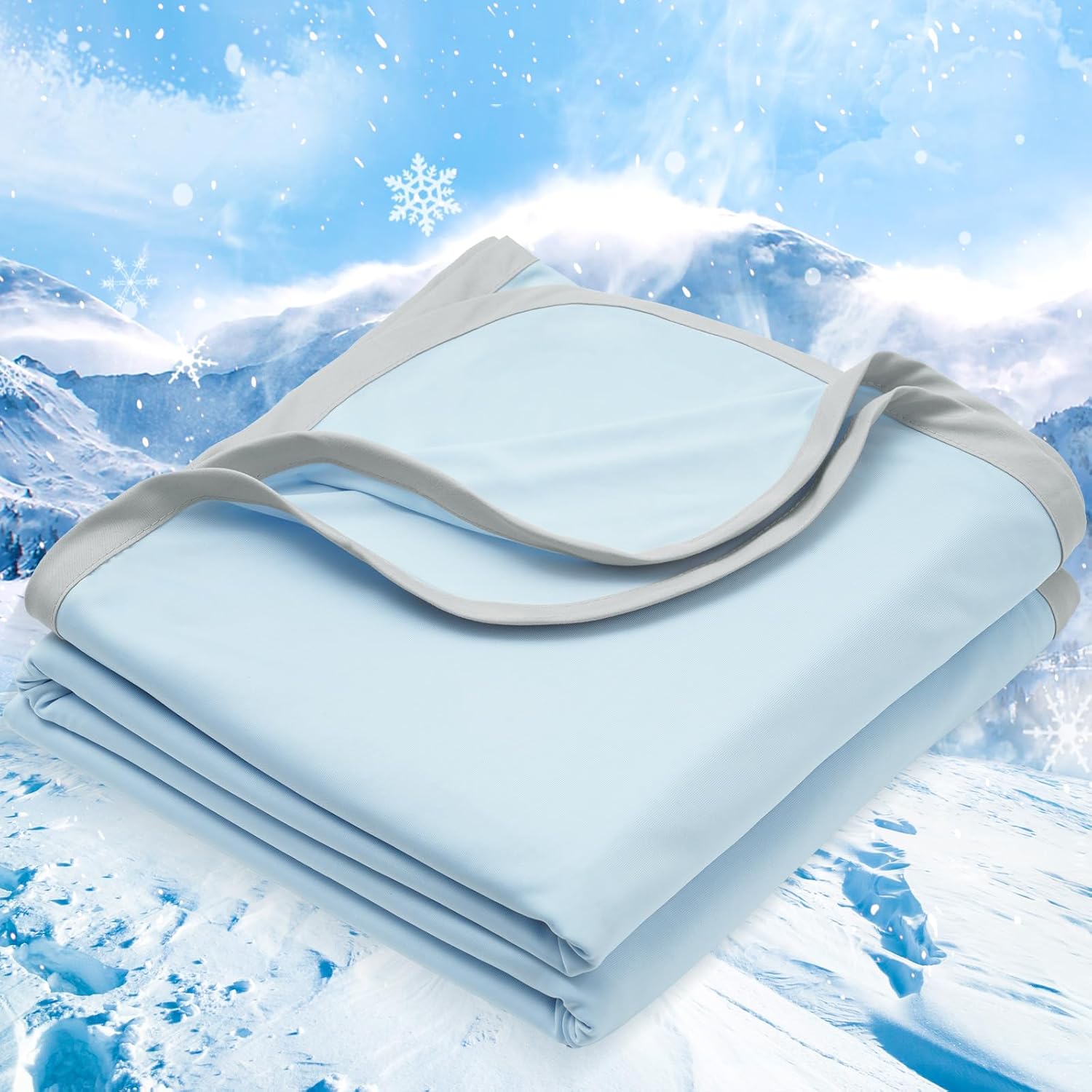 PHF Double Cooling Blanket for Hot Sleepers Queen Size, Arc-Chill Q-Max>0.5 with Double Cooling, Lightweight Summer Blanket Absorbs Heat to Keep Cool All Night for Night Sweats (Ice Blue, 90''x90'')