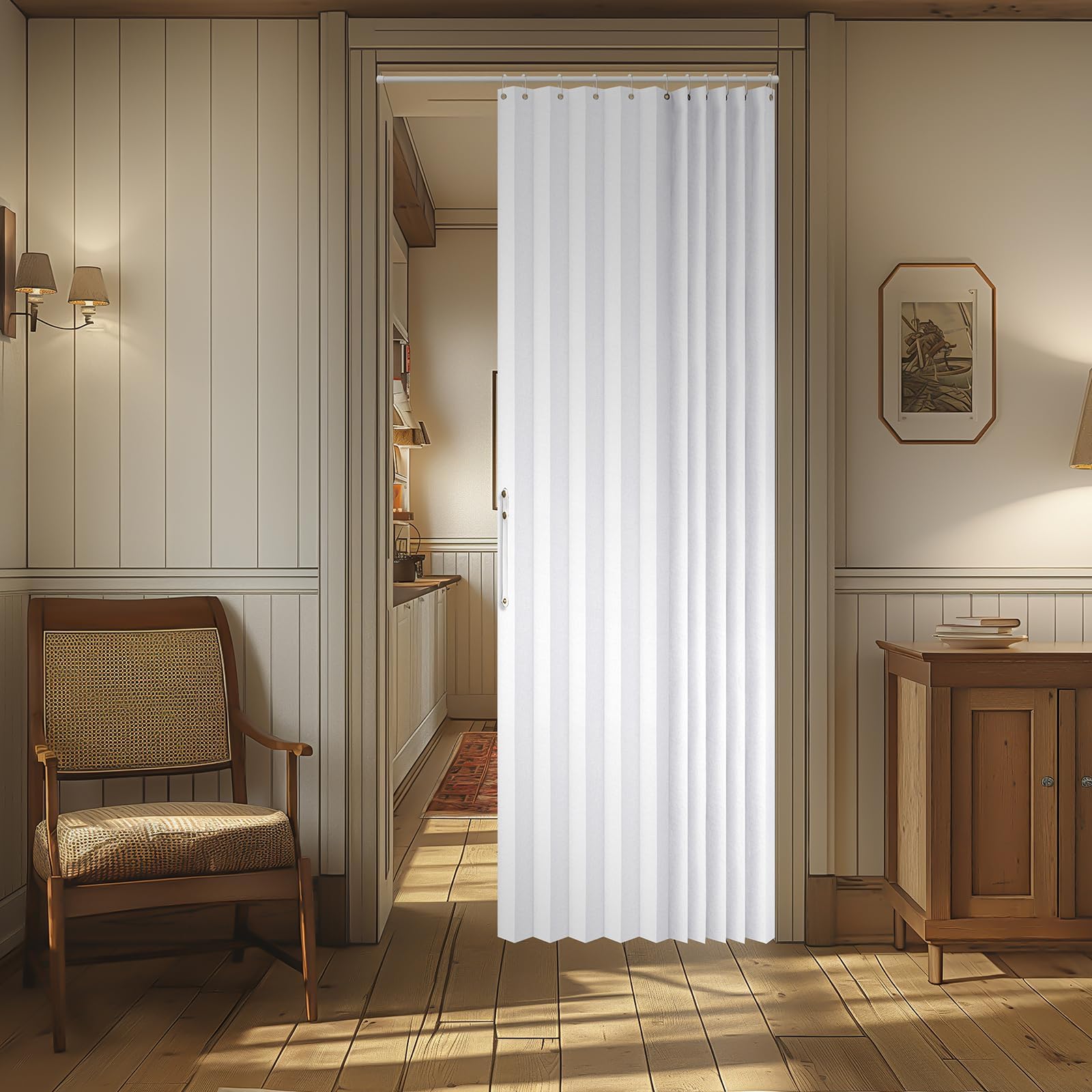 AJAZZ 100% Blackout Accordion Door Magnetic Door Curtain Folding Closet Doors Curtain Invisible Applicable Bedroom Room Living Room Doorway （Grey 42" W x 78" L 1 Panel