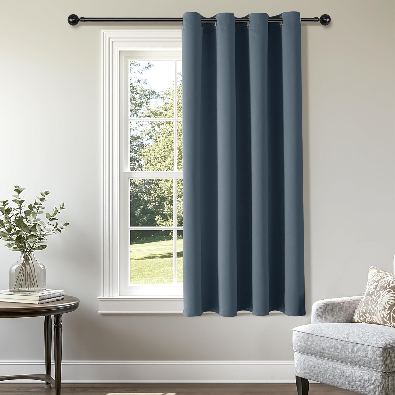 ChrisDowa Blackout Door Curtains for Doorway Privacy, Grommet Closet Curtains for Bedroom Closet Door, Thermal Insulated Temporary Doorway Cover Room Divider Drapes (1 Panel, Dark Grey, 34 x 80 Inch)