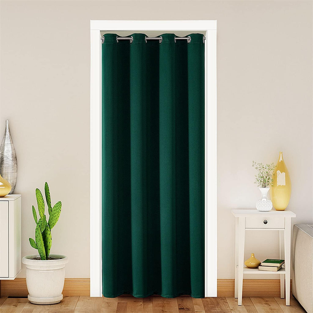 ChrisDowa Blackout Door Curtains for Doorway Privacy, Grommet Closet Curtains for Bedroom Closet Door, Thermal Insulated Temporary Doorway Cover Room Divider Drapes (1 Panel, Dark Grey, 34 x 80 Inch)
